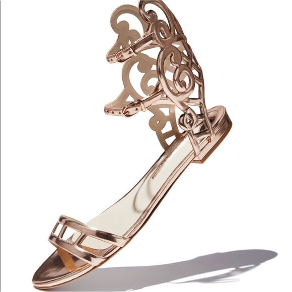 Sophia Webster Rose Gold Birdie Flat Sandal Sz 38 - Picture 1 of 7